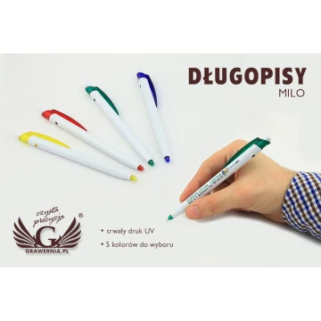 Długopisy plastikowe MILO - druk UV - DP009