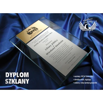 DYPLOM SZKLANY - DSZ006 - Certyfikat, Podziękowanie, Wyróżnienie