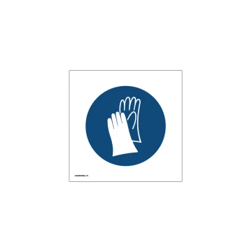Nakaz stosowania rękawic ochronnych - wym. 150x150mm - PVC - kolorowy druk UV - BHP069