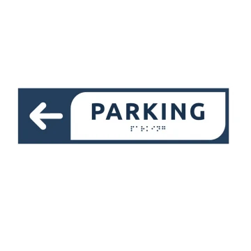 Parking - tabliczka kierunkowa z dibondu z pismem Braille'a - wym. 274x72mm - MONO - TAB297