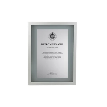 Szklany dyplom w srebrnej ramie - DWR3