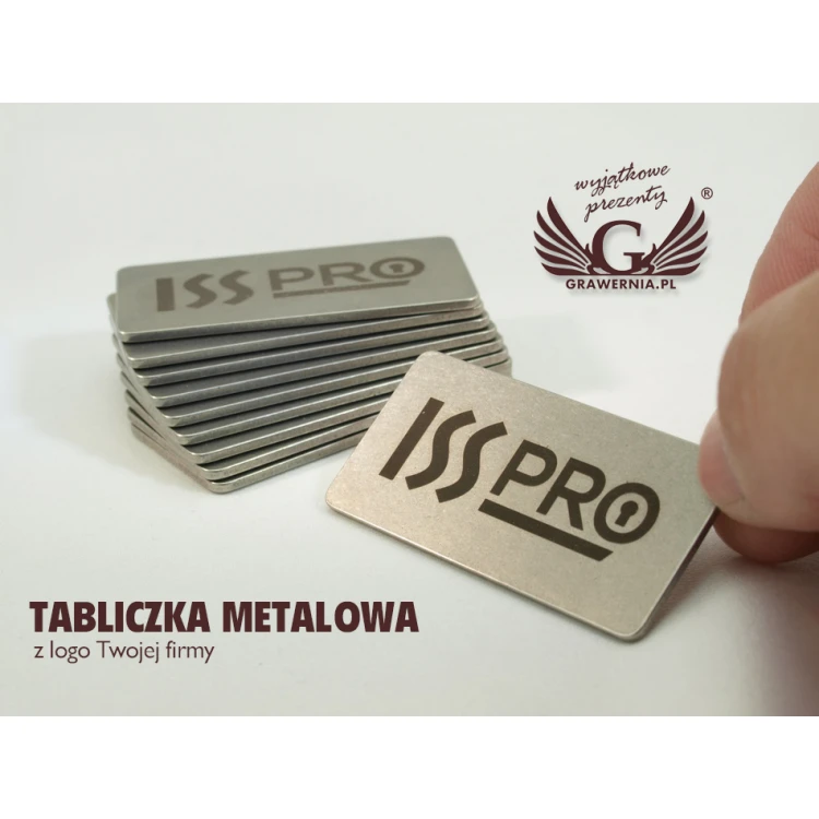 TABLICZKA metalowa Z LOGO TWOJEJ FIRMY - wym. 50x25x1,5mm