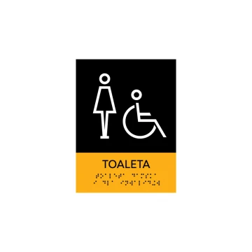 Toaleta damska i dla inwalidów - tabliczka z pismem Braille'a - wym. 150x200mm - PCW twarde - SUN -TAB318