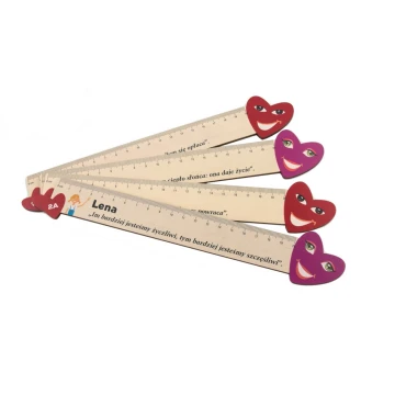 Walentynkowe linijki z drewna - kolorowy druk UV - LIN003