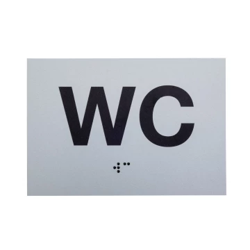 WC - tabliczka z pismem Braille'a - srebrny dibond mat - wym. 115x80mm - TAB541