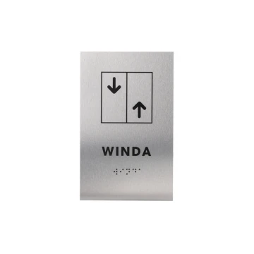 Winda - tabliczka ze srebrnego dibondu z pismem Braille'a - wym. 100x160mm - TAB283