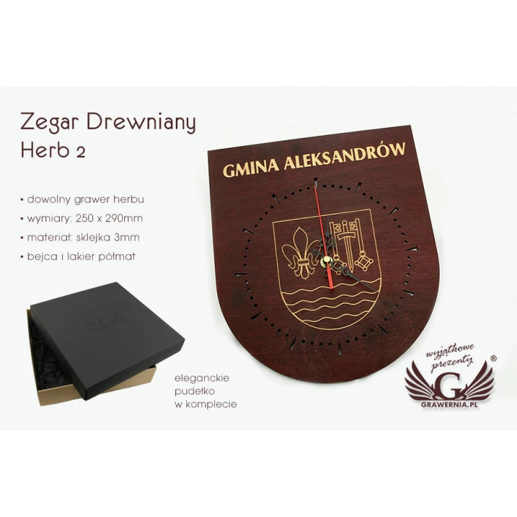 Zegar drewniany - HERB 2 - ZEG014