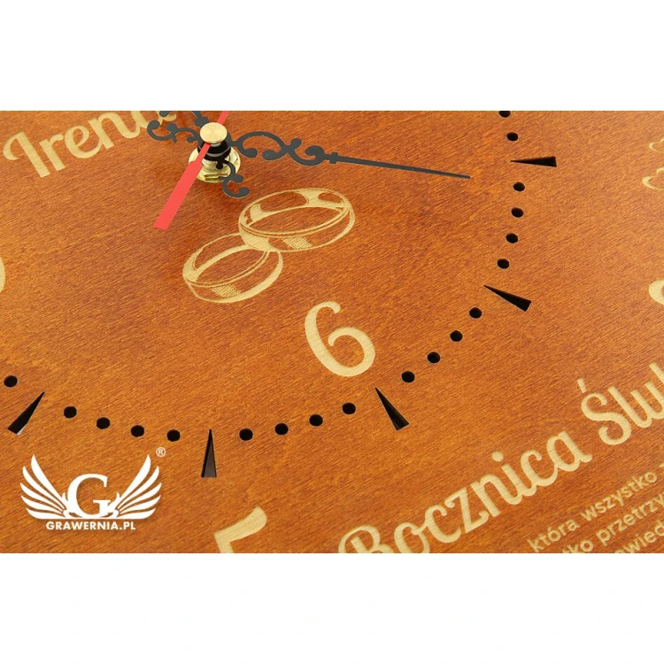 Zegar drewniany - prezent z okazji rocznicy ślubu -  ZEG015