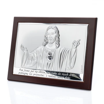 Obrazek srebrny z wizerunkiem Jezusa - Pamiątka Pierwszej Komunii Świętej -  wym. 20x15cm - 6621/3WM