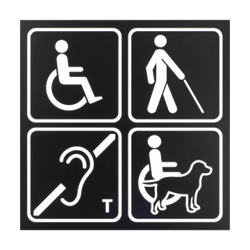 Oznaczenia dla osób niepełnosprawnych - tabliczka z czarnego matowego akrylu - wym. 300x300mm - TAB579